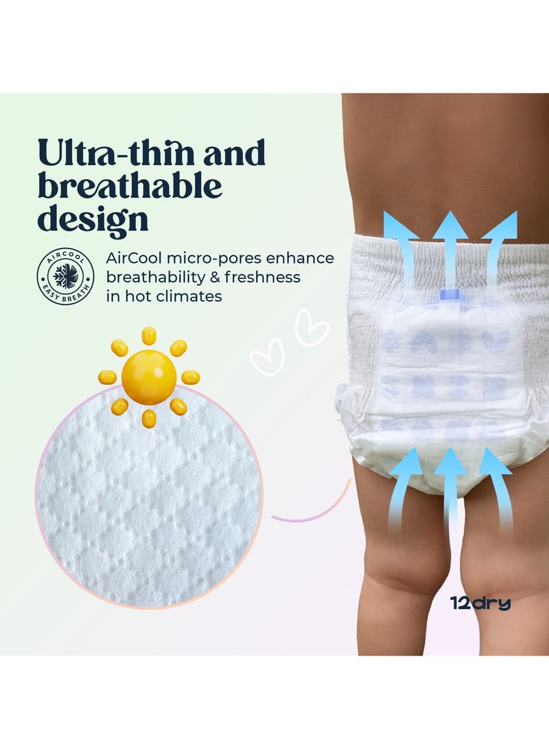 12dry Pants premium baby care Size 4, Pack of 4, 9–14 Kg, 124 Count – Ultra-Absorbent, Thin & Breathable, Eco-Friendly Baby Pants with Soft Elastic Waistband - Image 4